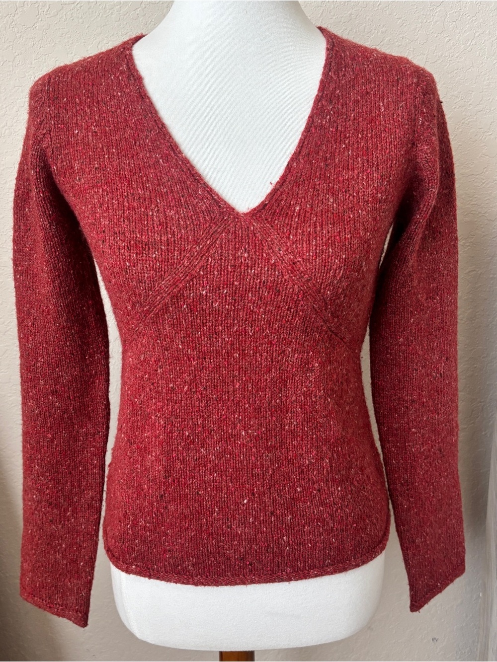 Moth by Anthropology Red Lambswool Cashmere V-Neck Sweater Size S